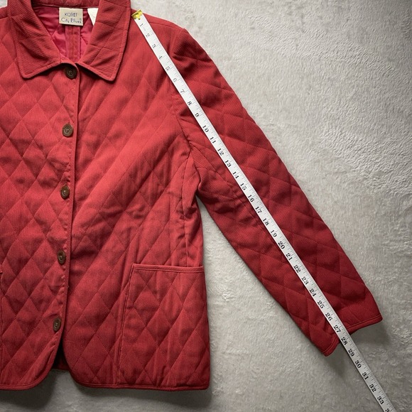Vintage Koret City Blues Women's Quilted Jacket M Red Button Up Y2k Preppy Coat - Picture 11 of 13
